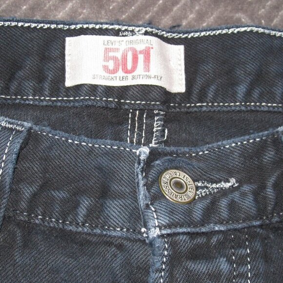 LEVI'S 501 Shorts Women's Size 28 Button-Fly Dark Wash Distressed Cut-Off Denim - Picture 4 of 10